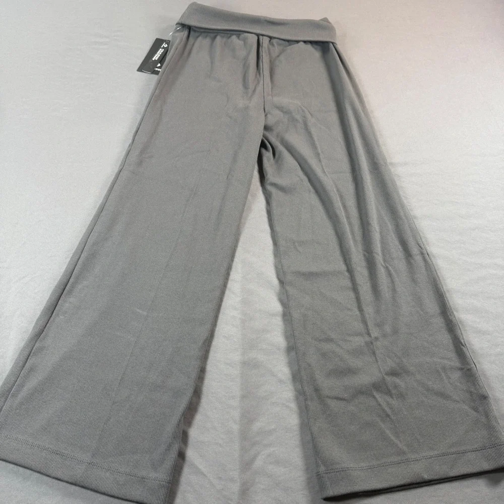 Converse Girls Ribbed Knit Wide Leg Pants Gray High Rise Fold Over Waist M 10-11